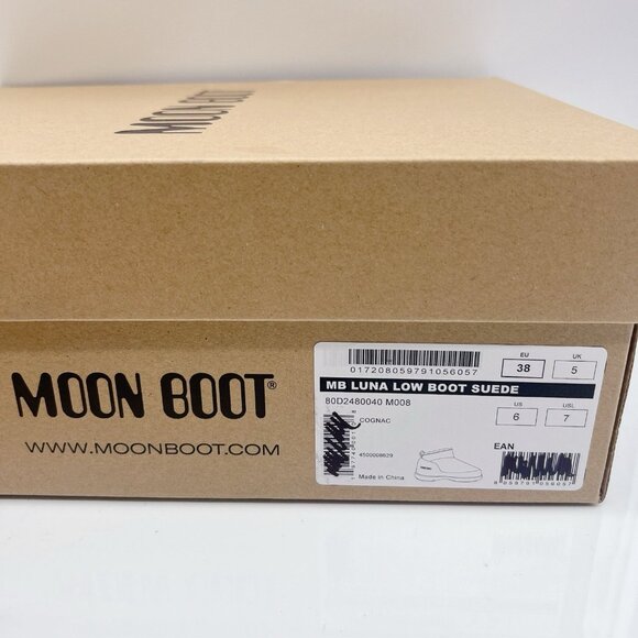 Moon Boot Luna Low Faux Shearling Lined Boots Platform Cognac Suede EU 38 US 7 - Picture 15 of 16